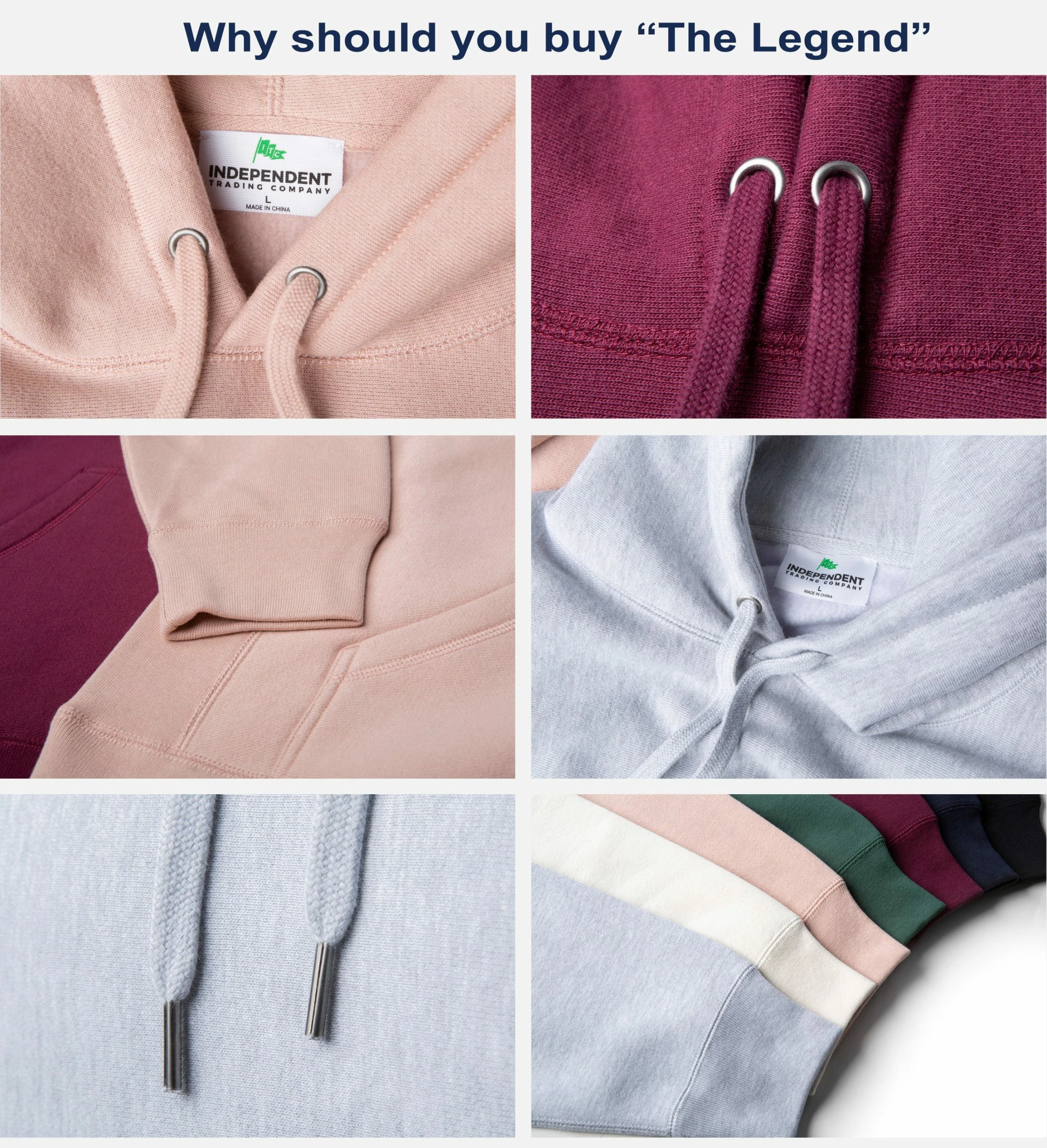 Independent Trading Company The Legend - Middlebury Hooded Sweatshirt (Grey) - Image 6