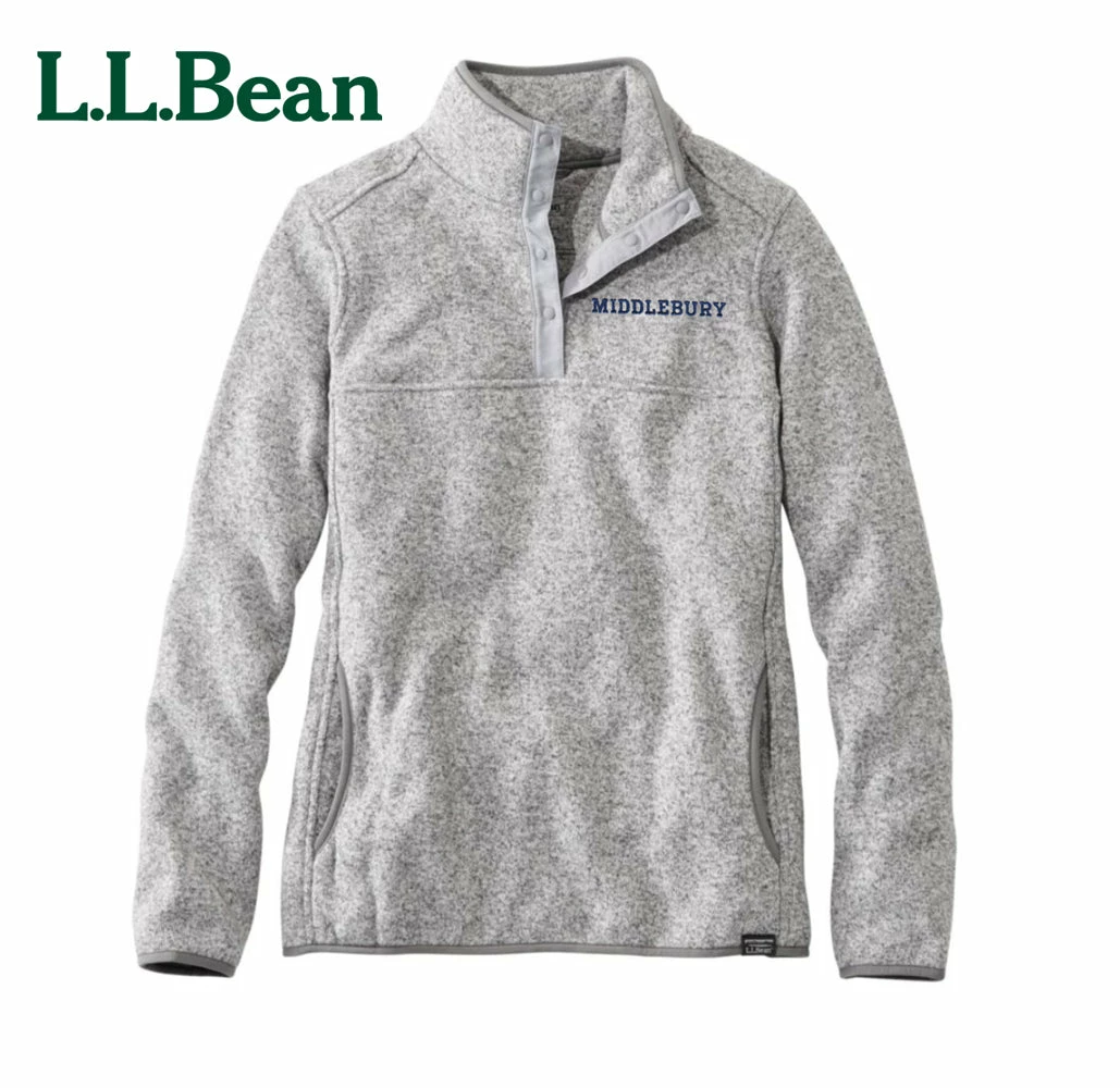L.L.Bean Women's Middlebury Sweater Fleece Pullover (Grey)