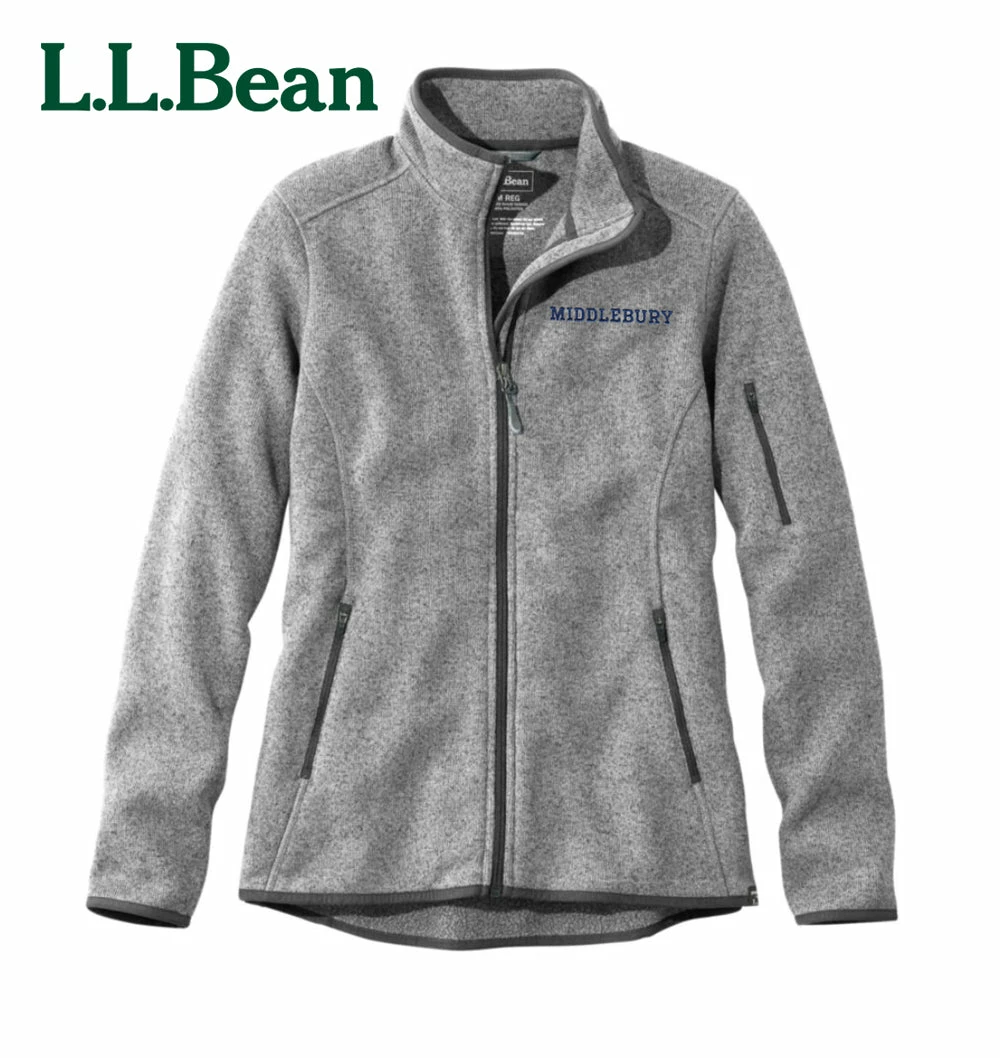 L.L.Bean Women's Middlebury Sweater Fleece Jacket (Grey)