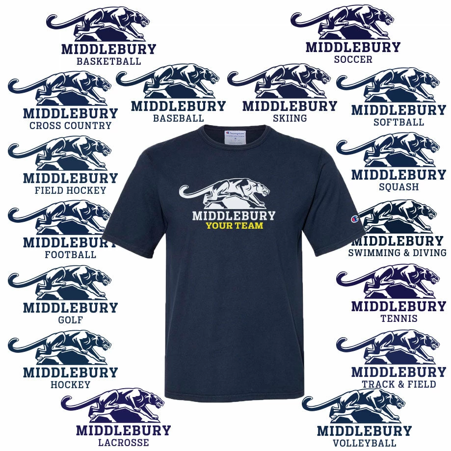 Champion Middlebury Panther Team T-Shirt (100% Cotton)