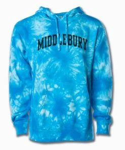 Independent Trading Company Middlebury Hooded Sweatshirt (Tie-Dyed Aqua Blue)